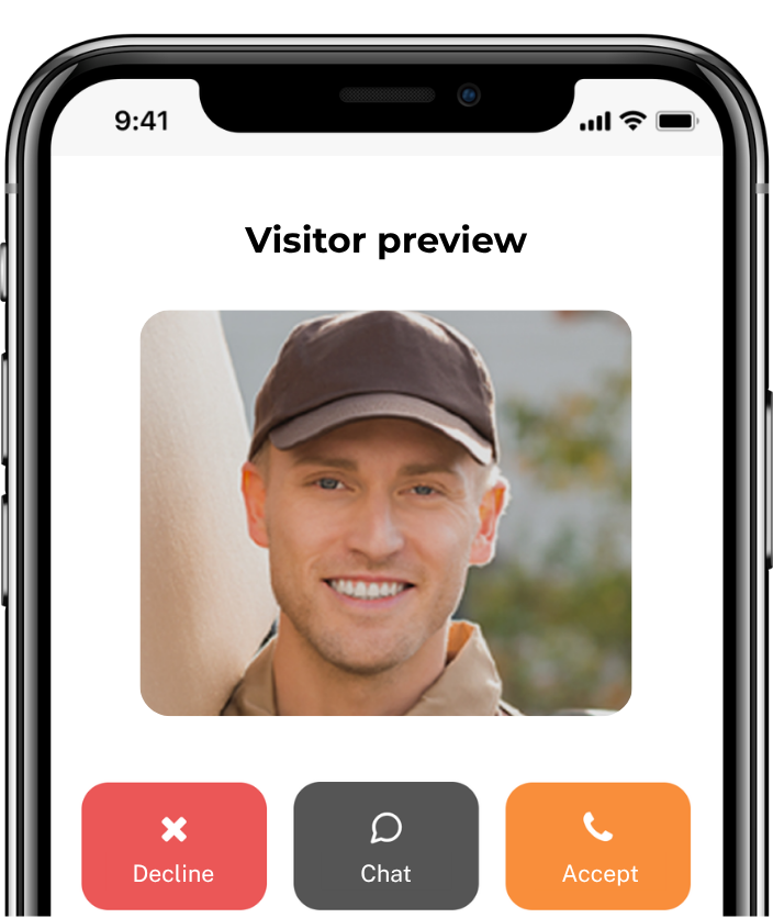 The preview screen showing the visitor before you join the call